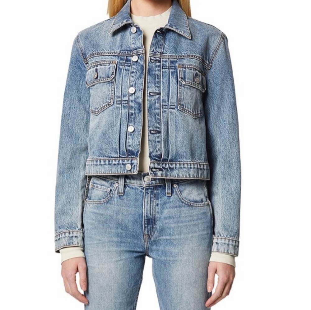 NWT Lola Shrunken Trucker Denim Jacket by Hudson Size XS